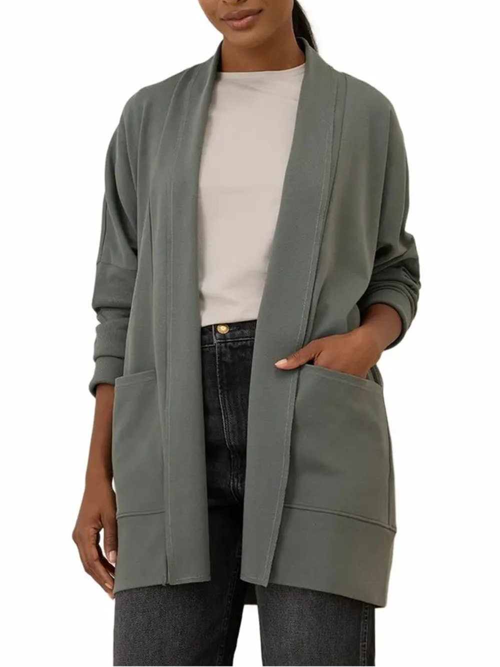 Pact Organic Cotton Airplane Wrap
Cardigan in Castor Gray Size Medium Large